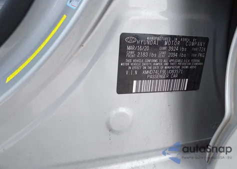 2020 Hyundai Elantra Se from USA, damaged, VIN KMHD74LF9LU083571